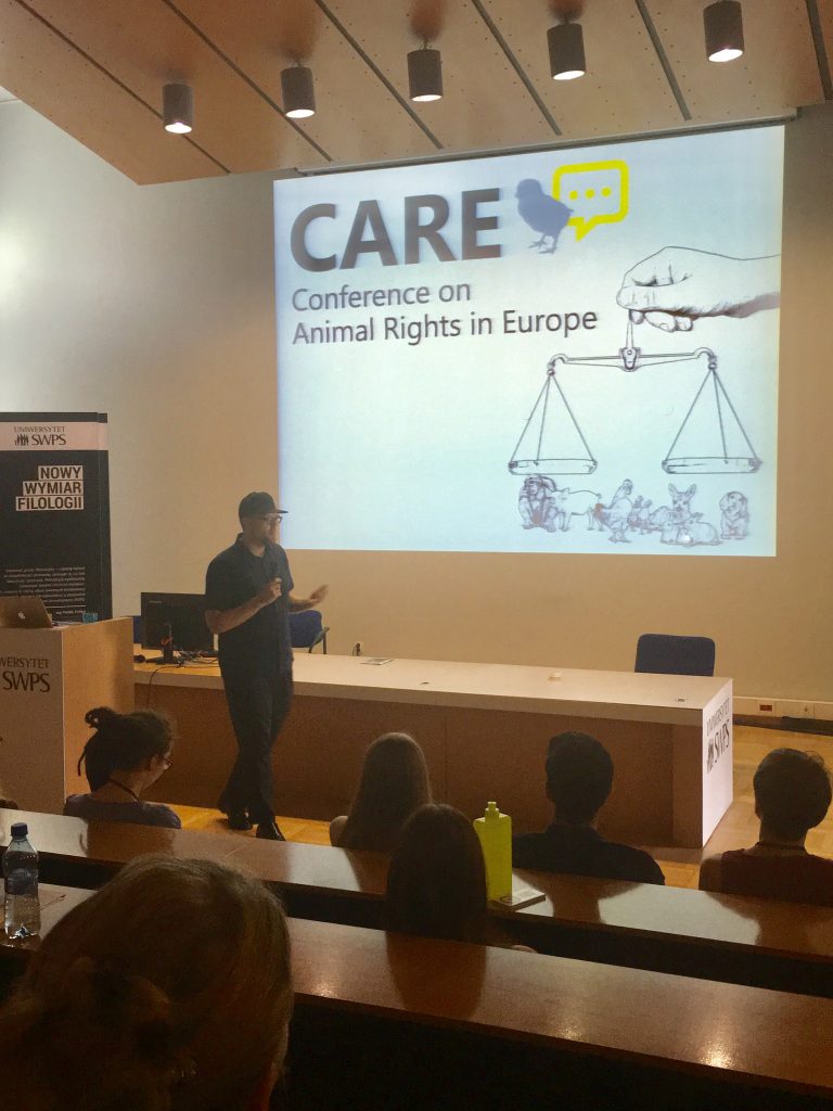 Vic presenting at the Conference on Animal Rights in Europe