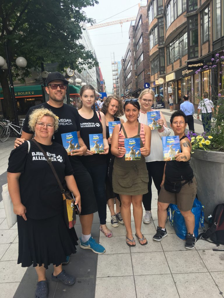 Activists leafleting in Sweden