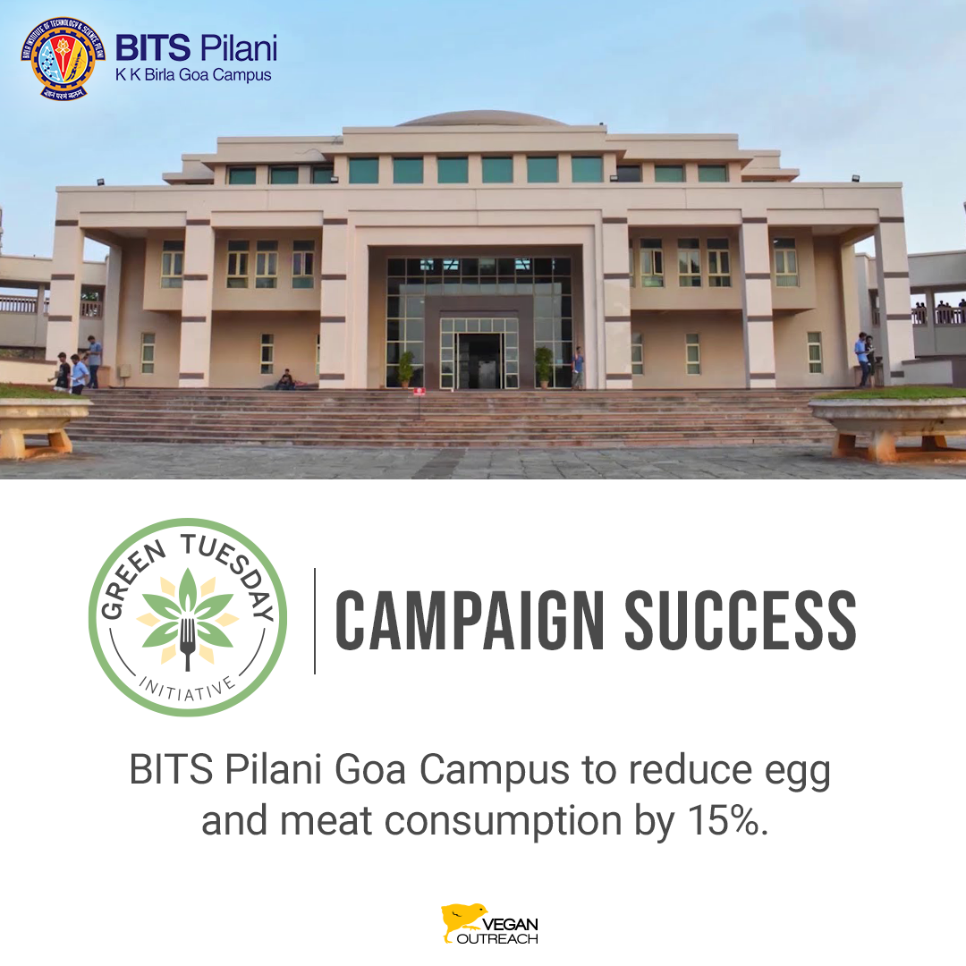 BITS Pilani, Goa Campus to slash-down the use of eggs and meat by 15% in their cafeteria