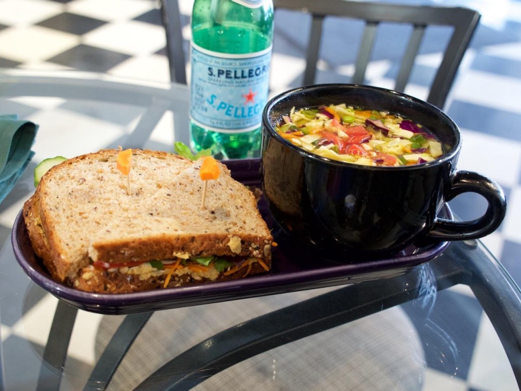 Veggie Supreme Sandwich with Sweet & Sour Cabbage Soup