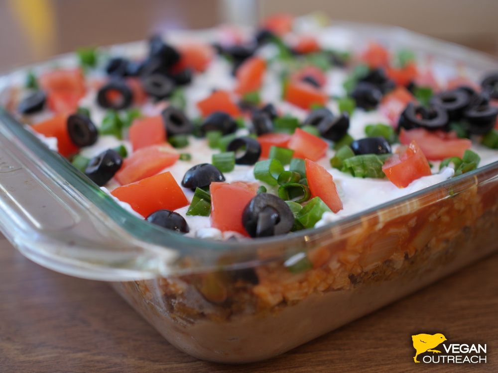 Vegan 7-Layer Bean Dip Recipe by Vegan Outreach!